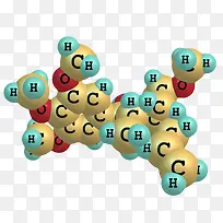 金蓝红色华法林分子形状素材