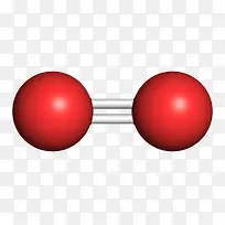 红色元素氧（O2）分子形状素材