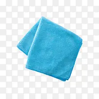 蓝色折叠着的毛巾俯视图