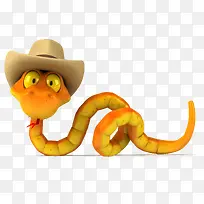 带牛仔帽的黄色蛇