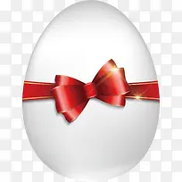 矢量手绘白色的蛋绑着红色蝴蝶结