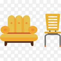 黄色沙发和椅子