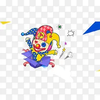 免抠卡通手绘小丑杂技表演