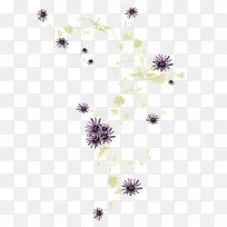 卡通紫色漂浮小菊花装饰素材
