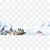 房子雪景树