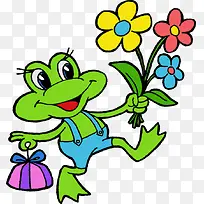 青蛙送花