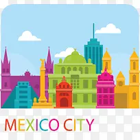 墨西哥城市彩色建筑