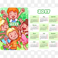 矢量竖版2017年日历