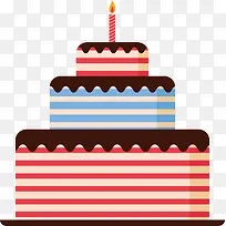 彩色条纹生日蛋糕