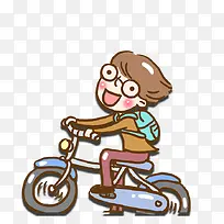 卡通男孩骑自行车装饰图案