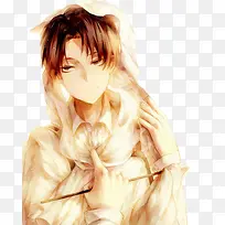 卡通原画立绘土黄色衣服男孩