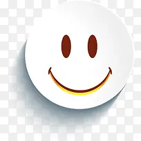 3D立体白色圆脸卡通微笑表情矢量