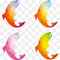 四只彩色立体海豚