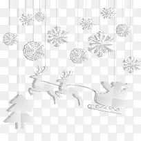 可爱的小鹿和圣诞老人剪影免抠图