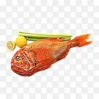 长寿鱼和柠檬免抠图