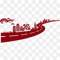 装饰道路扁平剪影素材