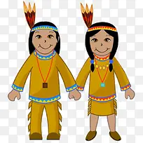 卡通印第安装饰原住民服饰