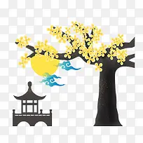 阳光下的桂花树