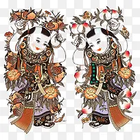 中国风仙桃童子
