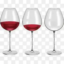 三个红酒量依次减少的酒杯