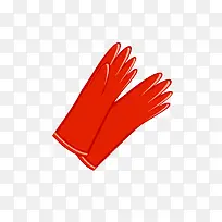 手绘卡通红色橡胶手套