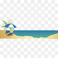 海边海水海滩椰子树海报卡通素材