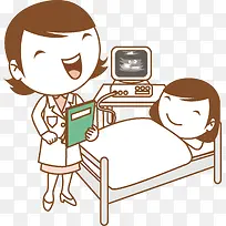 正在做B超的孕妇