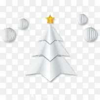 白色折纸圣诞树贺卡矢量图