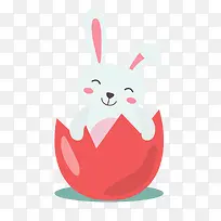躲在红色蛋壳里的小兔子
