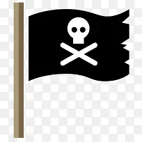 黑色木质旗杆海盗旗