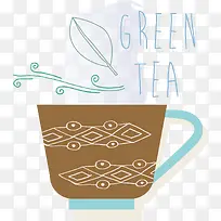 矢量图卡通绿茶茶杯
