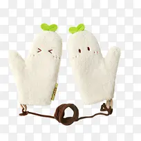 可爱卡通创意露指棉手套