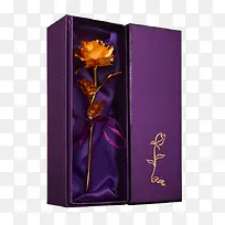 紫色包装盒金箔玫瑰PNG