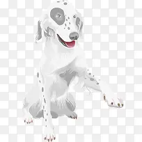 卡通手绘可爱白色斑点狗