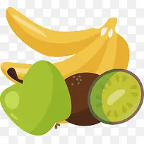 手绘美味水果香蕉猕猴桃素材