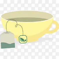 矢量绿茶包饮料热茶茶杯