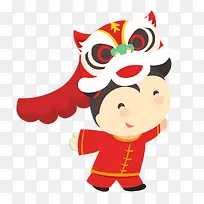 儿童中国风中国娃舞狮