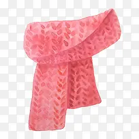 粉红色编制围巾手绘水彩小清新动
