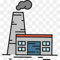 冒着废气的工厂房屋素材图