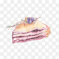 蓝莓夹心蛋糕手绘画素材图片
