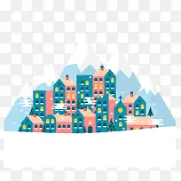 冬季雪景房屋建筑元素