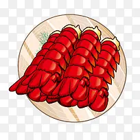 美味卡通红色小龙虾