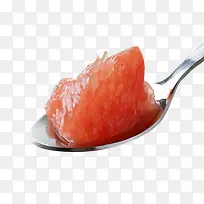 勺子里的蜜柚果肉