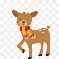 圣诞节戴围巾的可爱驯鹿