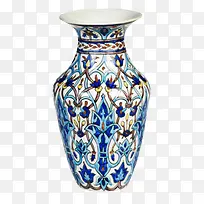 彩绘花朵图案的花瓶古代器物实物