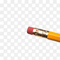 黄色学生用品铅笔上的橡皮擦橡胶