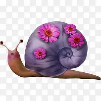 手绘紫色蜗牛