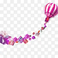 紫色热气球礼物装饰图案