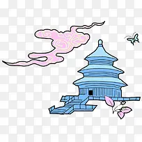 简笔画天坛故宫手绘