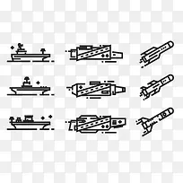 矢量手绘船和火箭